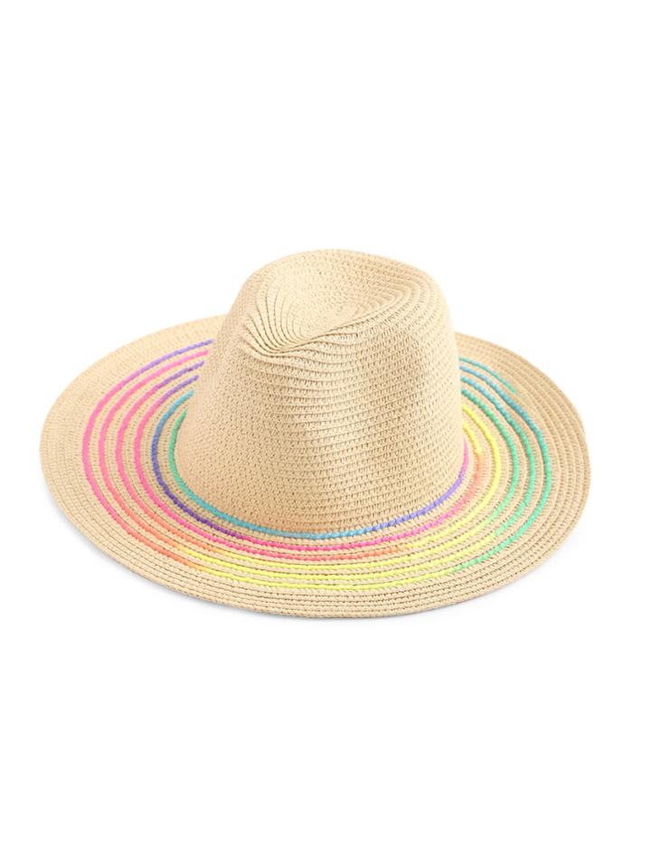 Shein Rainbow Brim Fedora Straw Hat