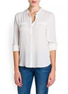 Rosewe Chic Autumn Mandarin Collar Single Breasted Blouse White