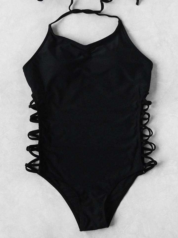 Shein Halter Crisscross Strappy Sides One-piece Swimwear