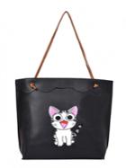 Shein Cat Print Scalloped Detail Shopper Bag