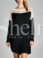 Shein Black Color Block Hollow Out Dress