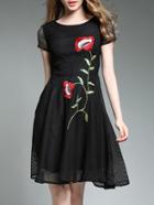 Shein Flowers Embroidered Mesh Dress