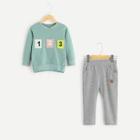 Shein Toddler Boys Slit Hem Patched Sweatshirt With Striped Pants