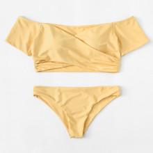 Shein Plain Off The Shoulder Bikini Set