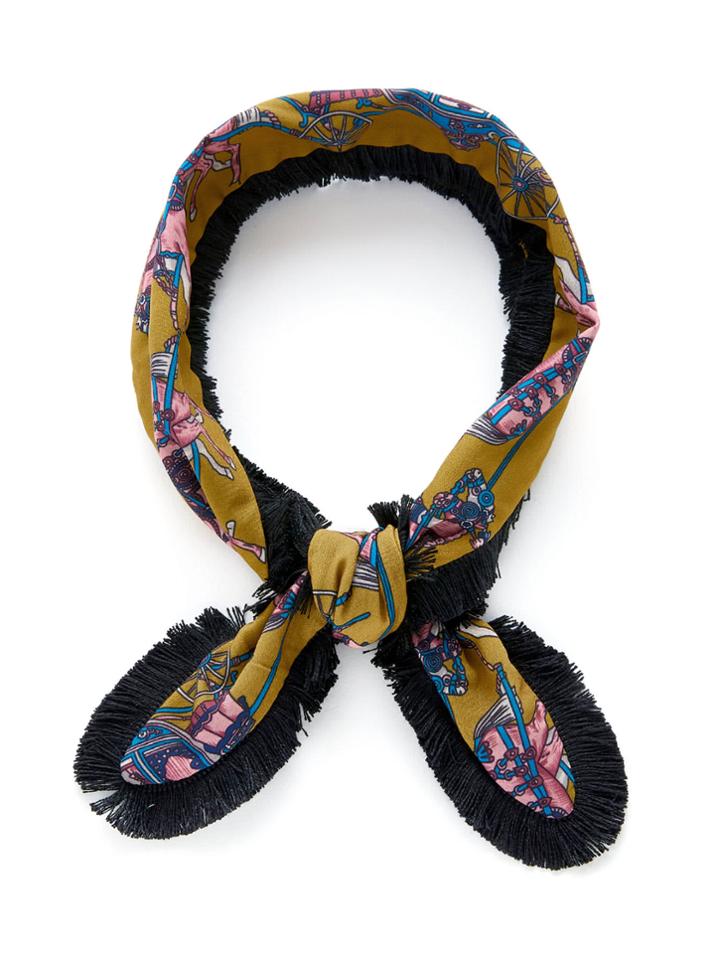 Shein Random Graphic Fringe Trim Skinny Scarf