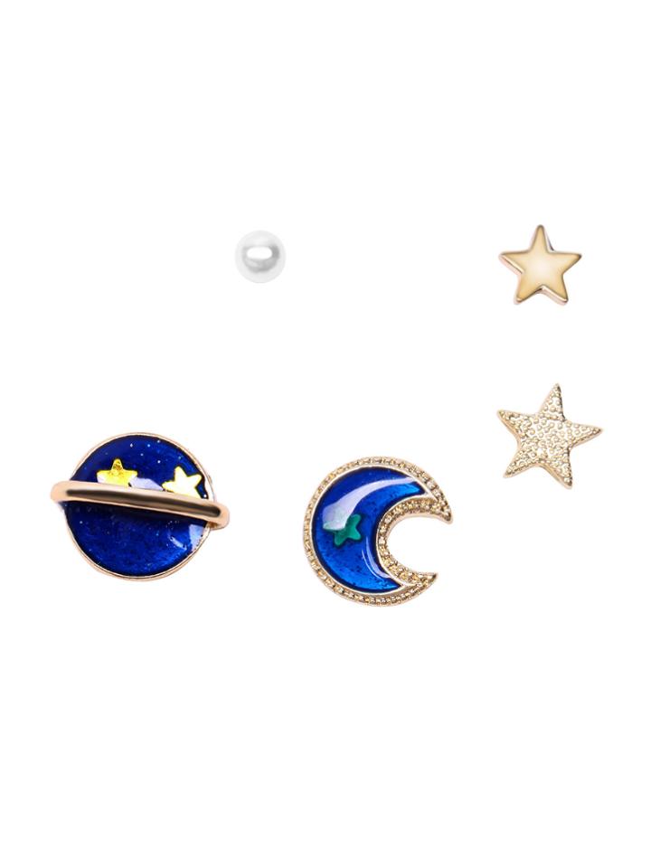 Shein Gold Tone Multi Shape Stud Earring Set