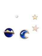 Shein Gold Tone Multi Shape Stud Earring Set