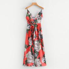 Shein Random Florals Surplice Wide Leg Jumpsuit