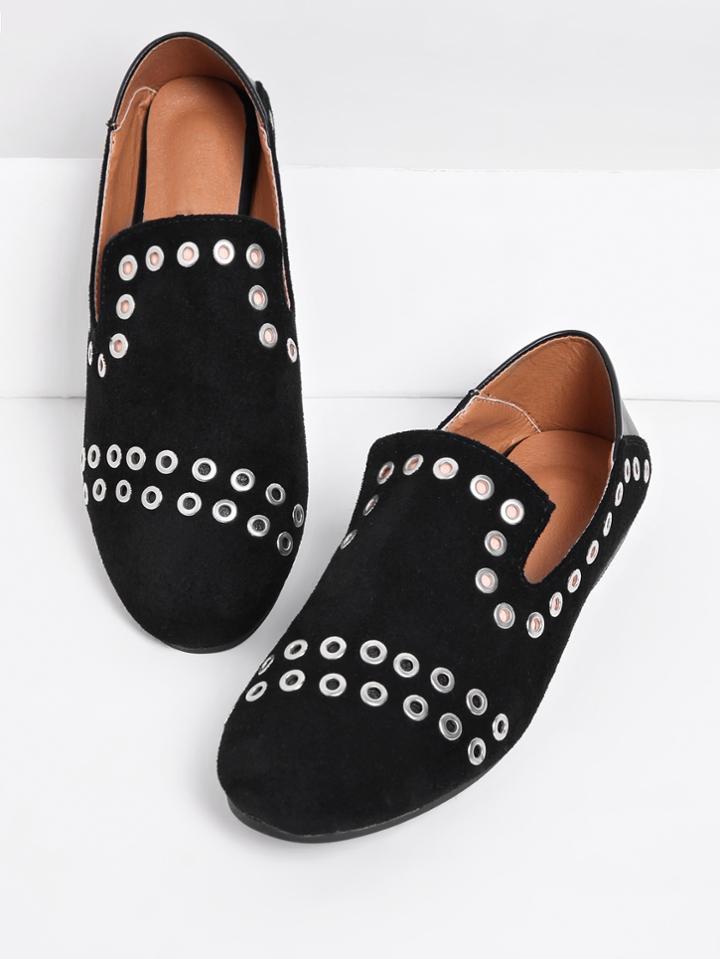 Shein Eyelet Detail Round Toe Flats