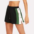 Shein Side Striped Button Embellished Shorts