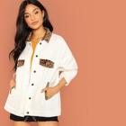 Shein Leopard Collar Button Up Jacket