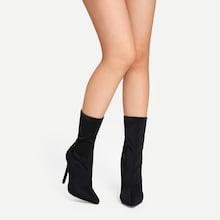 Shein Solid Point Toe Ankle Boots