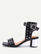 Shein Studded Detail Ankle Strap Heeled Sandals