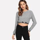 Shein Letter Taped Crop Tee