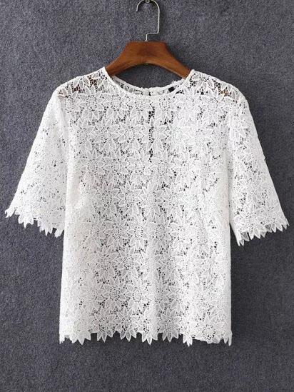 Shein Scalloped Edges Lace Blouse