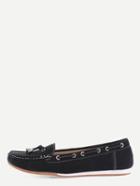 Shein Faux Suede Drawstring Boat Shoes - Black
