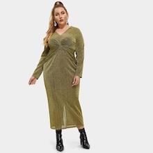 Shein Plus Twist Front Glitter Dress