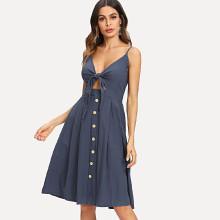 Shein Self Tie Button Front Cami Dress