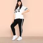 Shein Plus Varsity Print Tee & Leggings Set