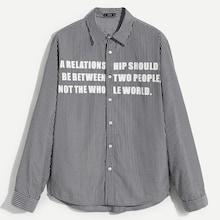 Shein Men Single Button Collar Letter Shirt