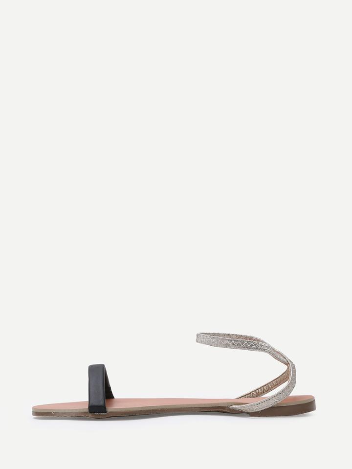 Shein Black Faux Leather Block Sandals