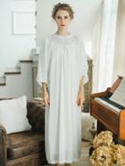 Shein Contrast Lace Ruffle Trim Bishop Sleeve Dress