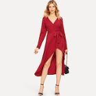 Shein V Neck Solid Overlap Dress