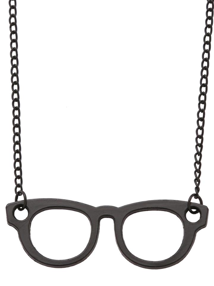 Shein Black Glasses Pendant Necklace