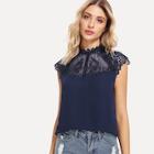 Shein Sheer Lace Neck Top