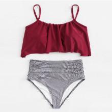 Shein Plus Flounce Striped Bikini Set