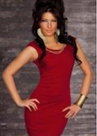 Rosewe Glamorous Round Neck Red Bodycon Dress With Chain