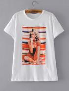 Shein Beauty Print Short Sleeve Tee