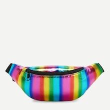 Shein Girls Rainbow Striped Zipper Bum Bag