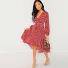 Shein Plunging Neck Knot Striped Dress
