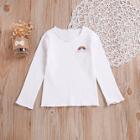 Shein Toddler Girls Rainbow Embroidered Rib Knit Tee