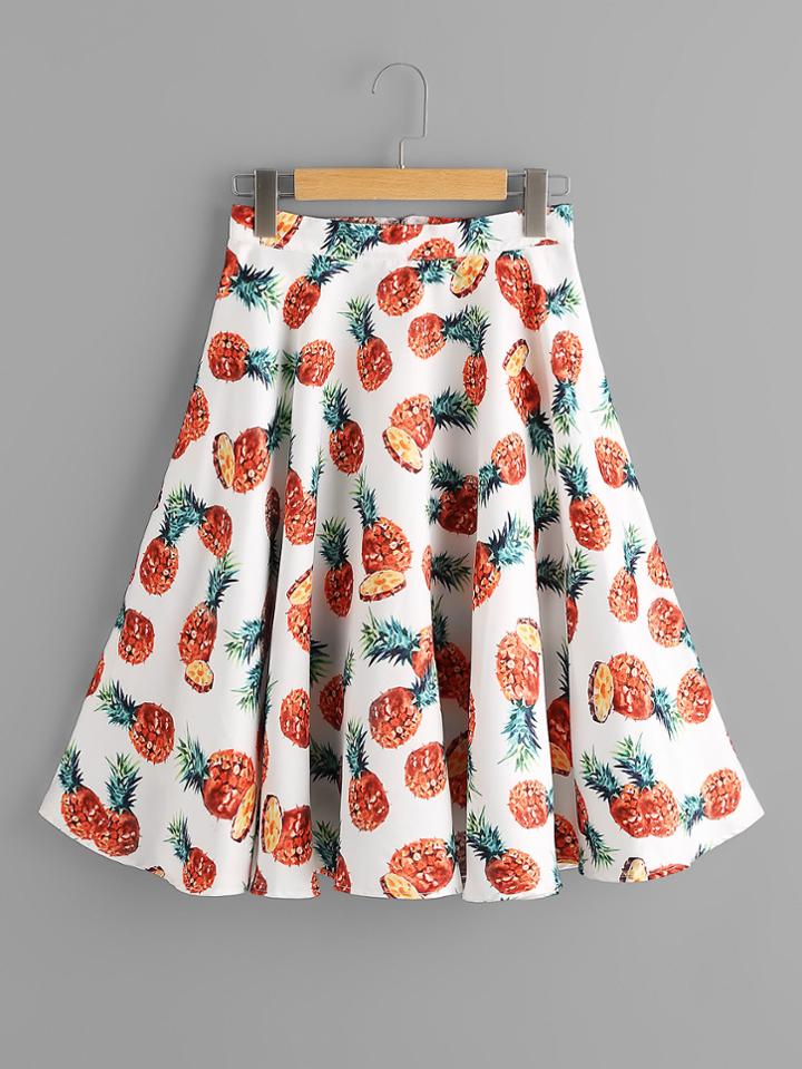 Shein Allover Pineapple Print Circle Skirt