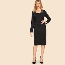 Shein 80s Floral Lace Insert Fitted Dress