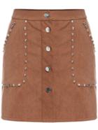 Shein Khaki Rivet Buttons Skirt