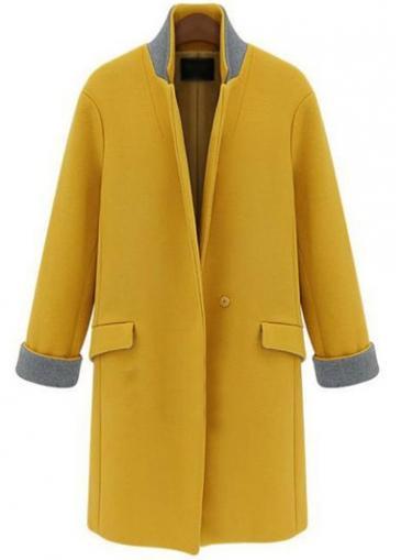 Rosewe Catching Long Sleeve Turndown Collar Yellow Coat For Autumn