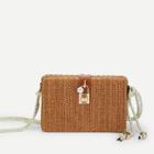 Shein Straw Crossbody Bag With Lock Detail