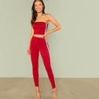 Shein Bandeau Top And Leggings With Check Print Detail