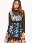 Shein Embroidered Hollow Out Lace Insett 2 In 1 Sheer Dress