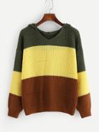 Shein Color Block Drop Shoulder Hooded Jumper