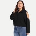 Shein Plus Cold Shoulder Buttoned Blouse