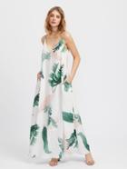 Shein Jungle Leaf Print Hidden Pocket Side Cami Dress