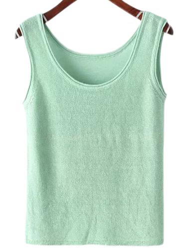 Shein Green Round Neck Linen Camis Top