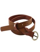 Shein Brown Long Thin Pu Leather Waist Belt