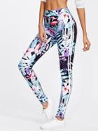 Shein Striped Side Tropical Leggings