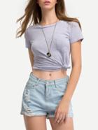 Shein Round Neck Pocket T-shirt