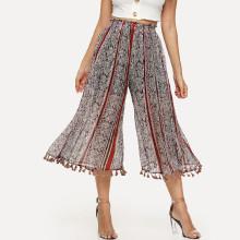 Shein Tassel Striped Wide Leg Pants